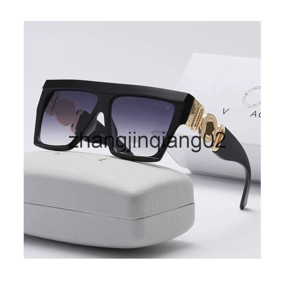 Designer Versage Solglasögon Cycle Luxurious Fashion Sport Fashion Solglasögon Nya klassiska stora stora ram Square Men and Women Street Photo Travel Anti Glare Glasses