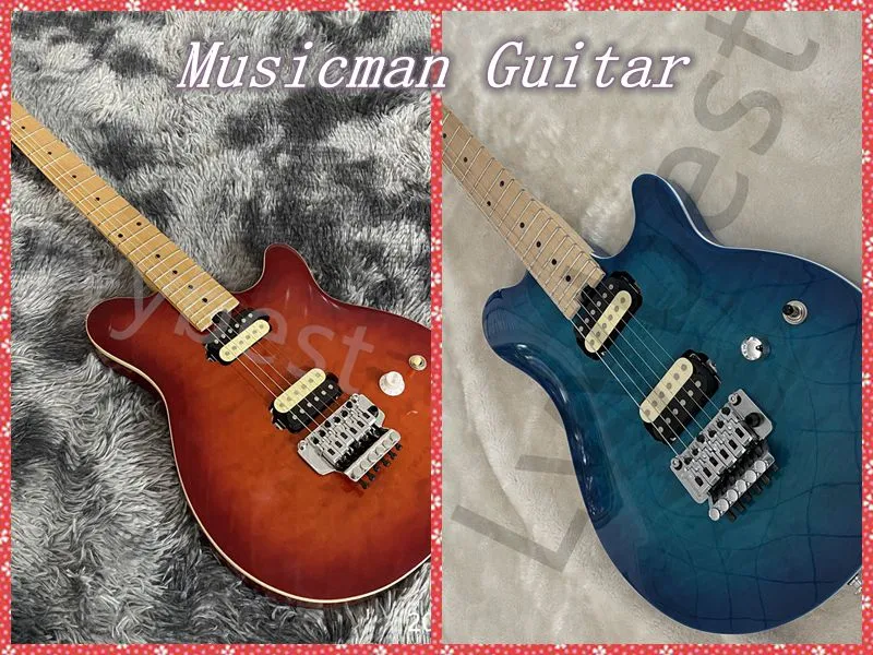 Musicman clássico jazz semi oco de guitarra elétrica colcha bordo de bordo hardware cromo de melhor corpo