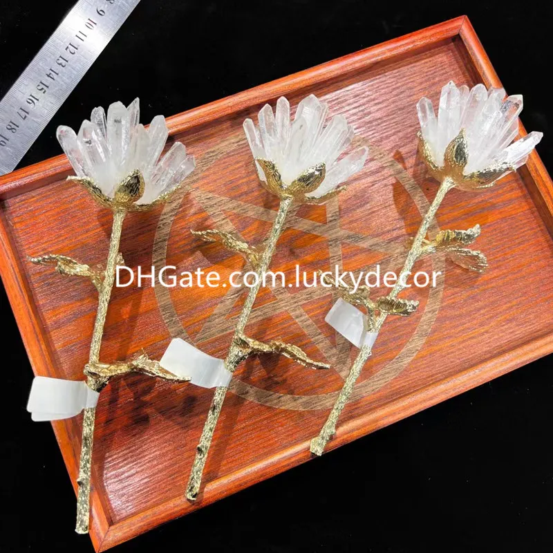 Высокие вибрации натуральные ясные Quartz Point Flower Gifts Healmanting Floral White Crystal Rock Stone Stone Druzy Cluster Mineral Образец украшения дома украшение