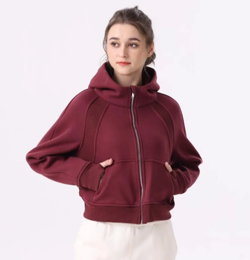 Lu-68 Yoga Outfits Full Zipper Scuba Hoodies Women's Leisure Sports Sweater Running Fitness Schoted Coat Jacket