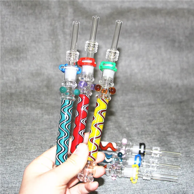 kit de mini néctar con punta de cuarzo de cuarzo 10 mm Mini tubería de vidrio de vidrio de vidrio Centre de concentrado para fumar tubería