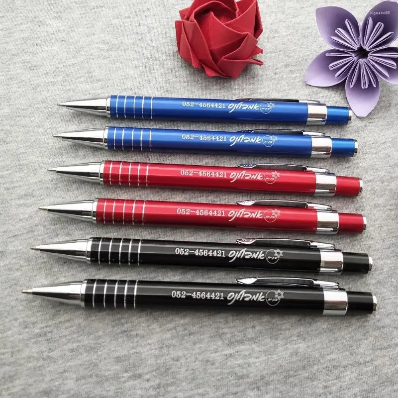 Metal Ballpoint Pen anpassad gratis med din logotyp WedSite Phone 30st/Lot designad av Laser