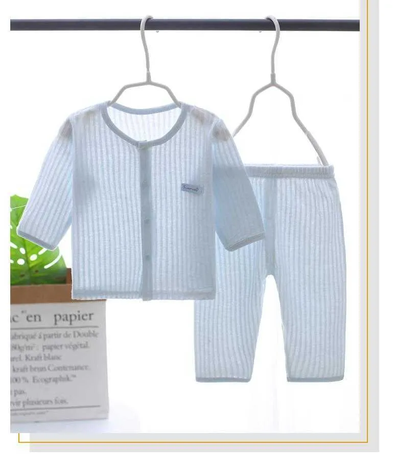 Clothing Sets Baby Boys Clothes Summer Long Sleeved Suit Infant Baby Solid Cotton Colothing Set Cute Candy Colors Outfits Baby Girl Pajama Set