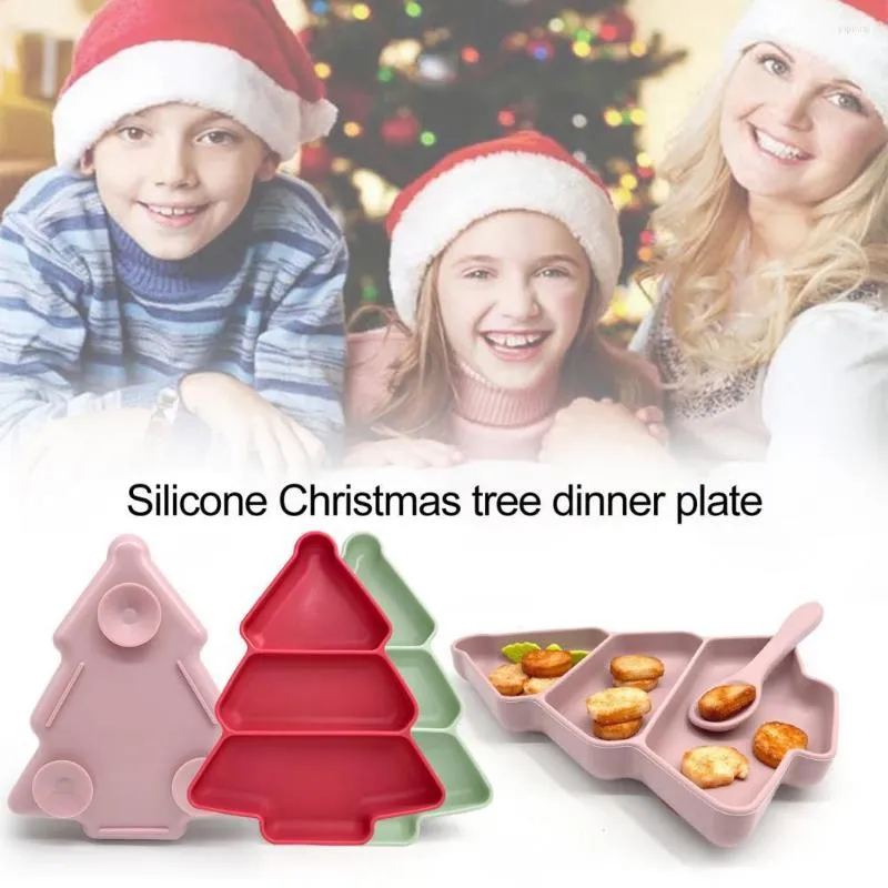 Ciotole Simpatiche stoviglie per bambini Ventosa Design Forma di albero di Natale Ciotola per bambini autoalimentata per sala da pranzo