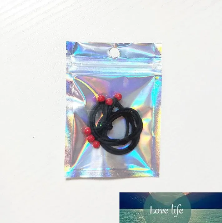 Small Gift Hologram Packaging Plastic Bags with Hanger Hole Flat Bottom Zip Lock Sealing Packing Bags 7x10cm 100pcs