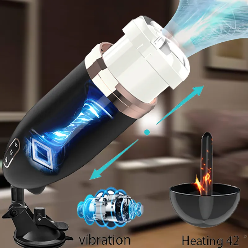 Masturbators Automatic Man Masturbator Telescopic Vibration Blowjob Sucking Machine Vagina Masturbation Cup Sex Toys Adult Goods for Men 230314