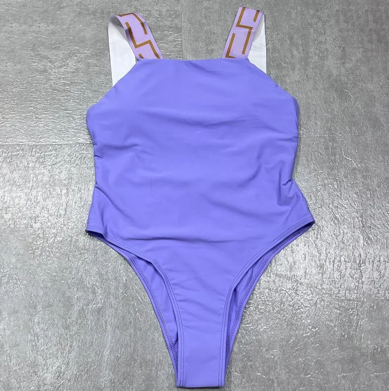 Padded up bodysuit Women Swimwears Designer One Piece Tight bodysuit Purple Backless Swimsuit Summer Beachwear