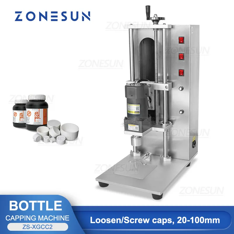 Machine de capsulage ZONESUN pour visser le pot de bouteille en plastique couvercle de fermeture en aluminium Twist-off Top Production d'emballage ZS-XGCC2