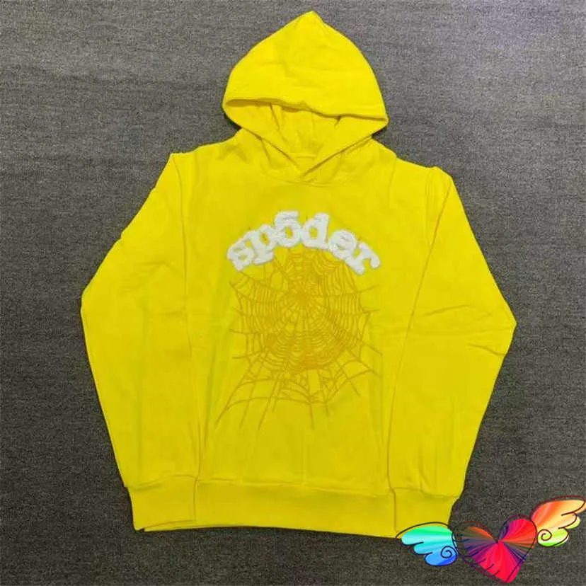 Pink And Yellow Spider Yellow Zip Up Hoodie With Foam Fabric