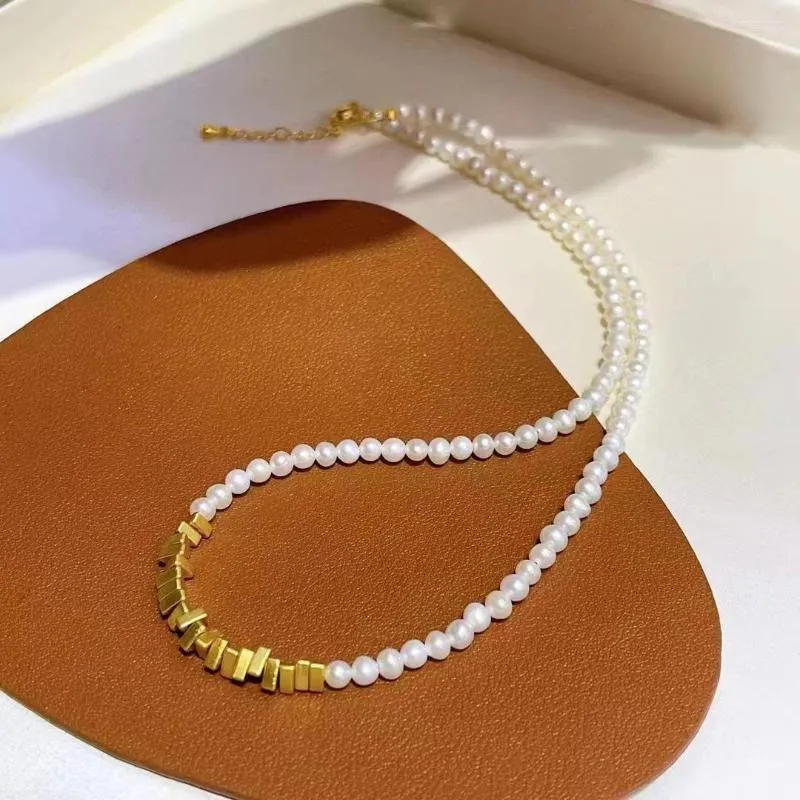 Chains High Chic Fresh Water 4-5mm Near Rice Shape Choker White Genuine Pearls Necklaces For Women Holidays Presents