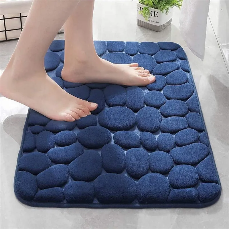 Rubberen mat pvc verdikte geheugen katoen met geplaveide vloermat, badkamer anti-skid mat, flanel absorberende vloermat, deurmat