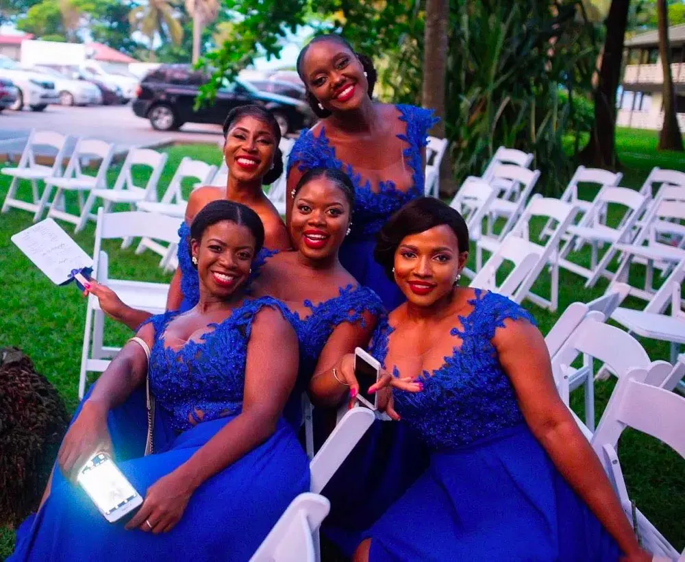 Blue and red bridesmaid dresses online