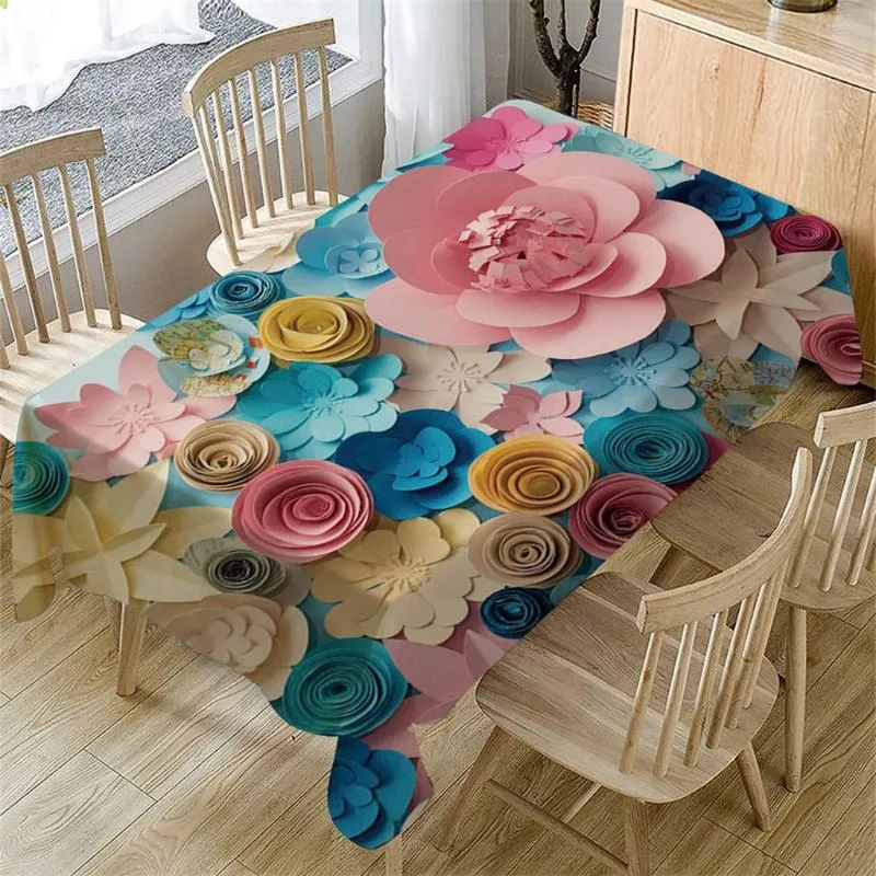 Tkanina stołowa 3D Rzeźbione kwiaty Wzór Wodoodporny jadalnia prostokątny herbata okładka piknikowa wystrój domu Manteles