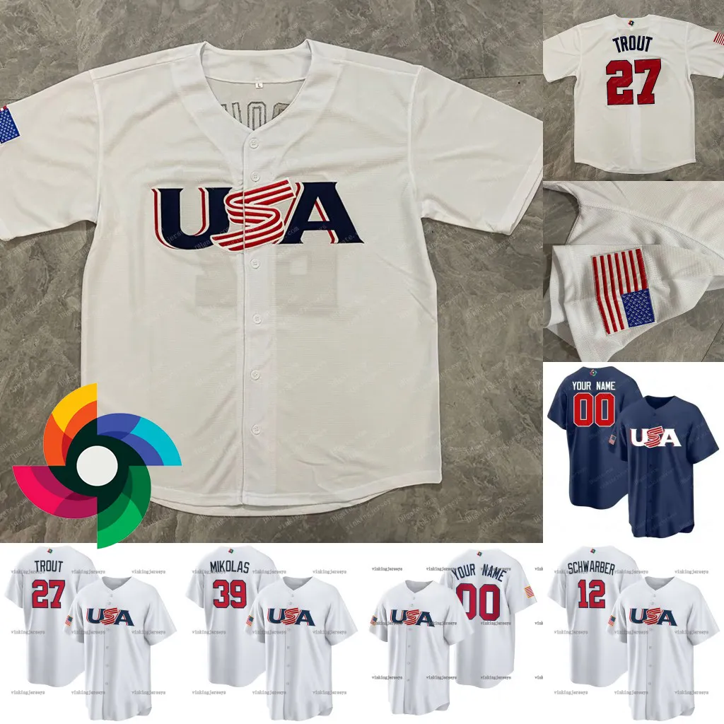 Save Big on Bulk World Baseball Classic Usa Jerseys Team USA Baseball  Jerseys 2023 World Baseball Classic 27 Mike Trout Nolan Arenado Mookie  Betts