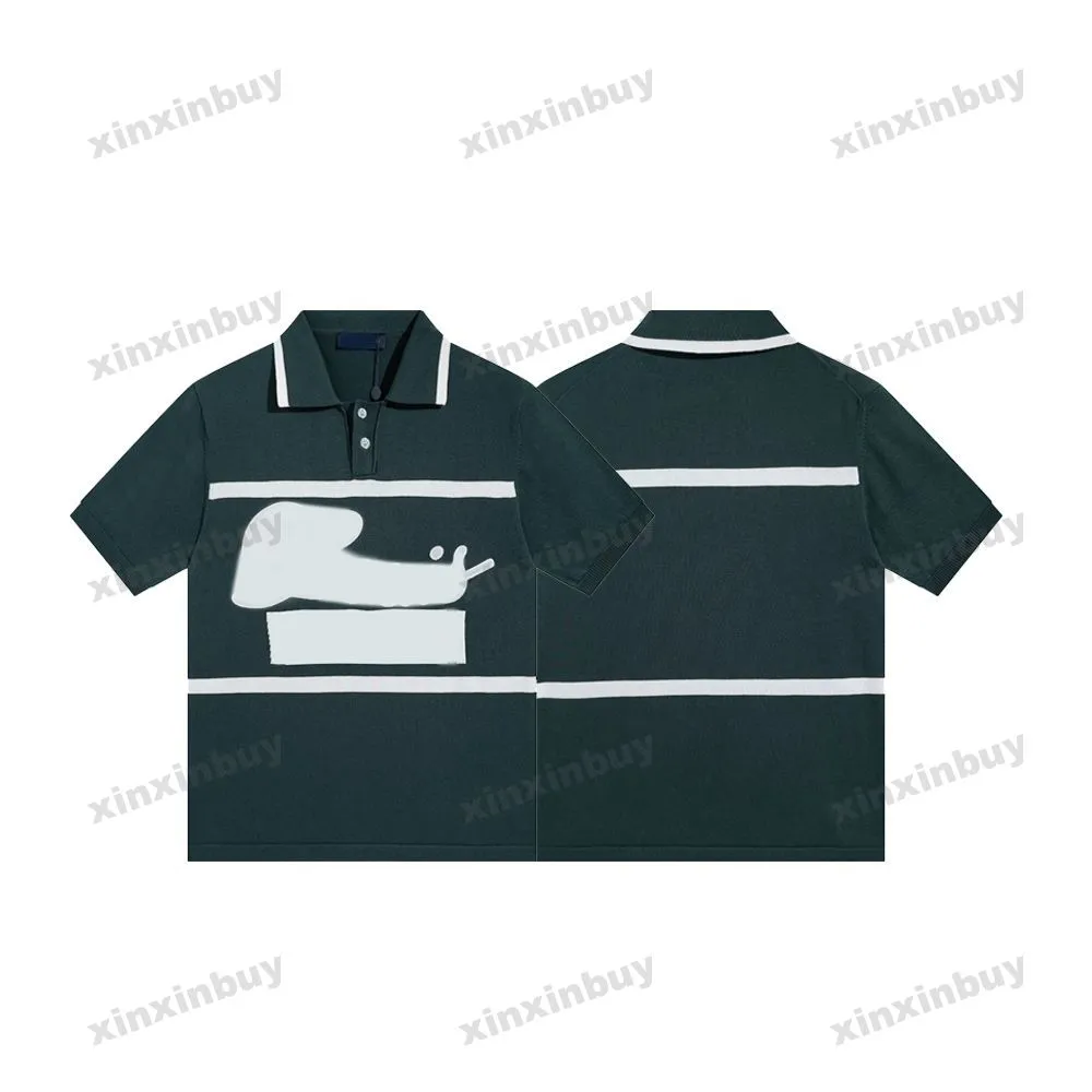 xinxinbuy Мужская дизайнерская футболка 23ss вязаная буквенная вышивка жаккардовая с коротким рукавом хлопок женская черная белая синяя 303215 XS-2XL