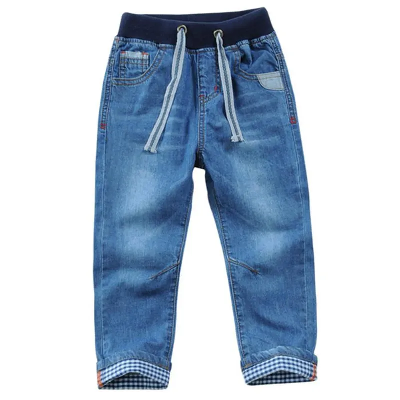 Jeans Children's Boys Spring/Autumn Fashion Stands Design Kids Denim Pants for Teen Boy 2-14 år Byxor LM120