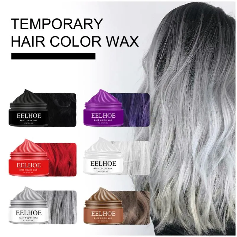 Paquete de 6 colores temporales para el cabello, cera Natural para el cabello, Color de cera para el cabello, barro para hombres, mujeres, niños, fiesta diaria, Cosplay, Halloween, bricolaje