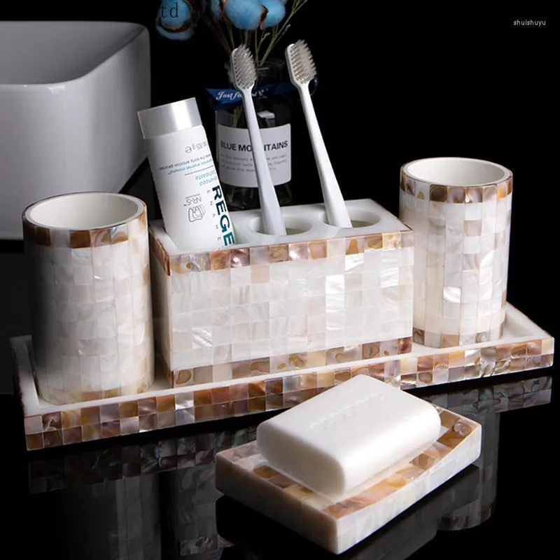 Ensemble d'accessoires de bain, fournitures de salle de bain, coque en résine, tasse de bain de bouche créative, porte-brosse à dents, bouteille de lotion/distributeur de dentifrice, accessoires