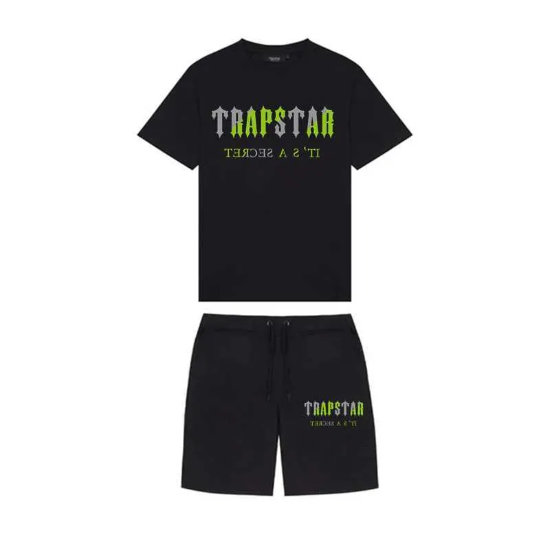 Summer TRAPSTAR Printed Cotton Tshirt Set Streetwear Trackuit Men Sportwear Traptar T Shirt and Short