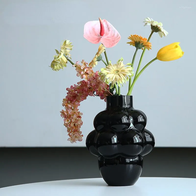 VASES HOMEアップスケールコールドブラックグレープハイドロポニクスガラスの屋外装飾柔らかい装飾贅沢なリビングルームの花瓶