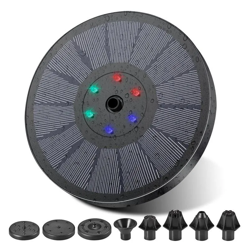 Trädgårdsdekorationer 7V Solar Fountain Battery Panel LED Decoration 16 cm diameter vatten sprinkler sprayer damm simning pool