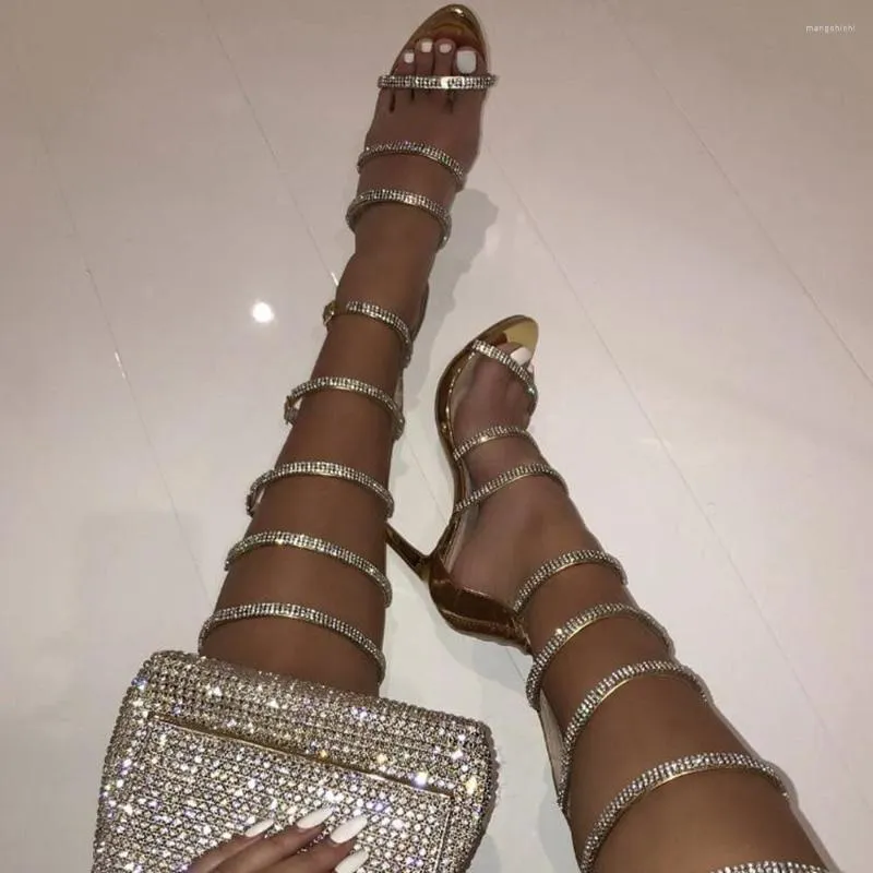 حذاء اللباس روني بوكر أزياء فاخرة الماس الصيفية الصيفية النساء الذهب الفضة الفضية عالية الكعب المرأة في المساء عرض الحجم 42 قطرة السفينة