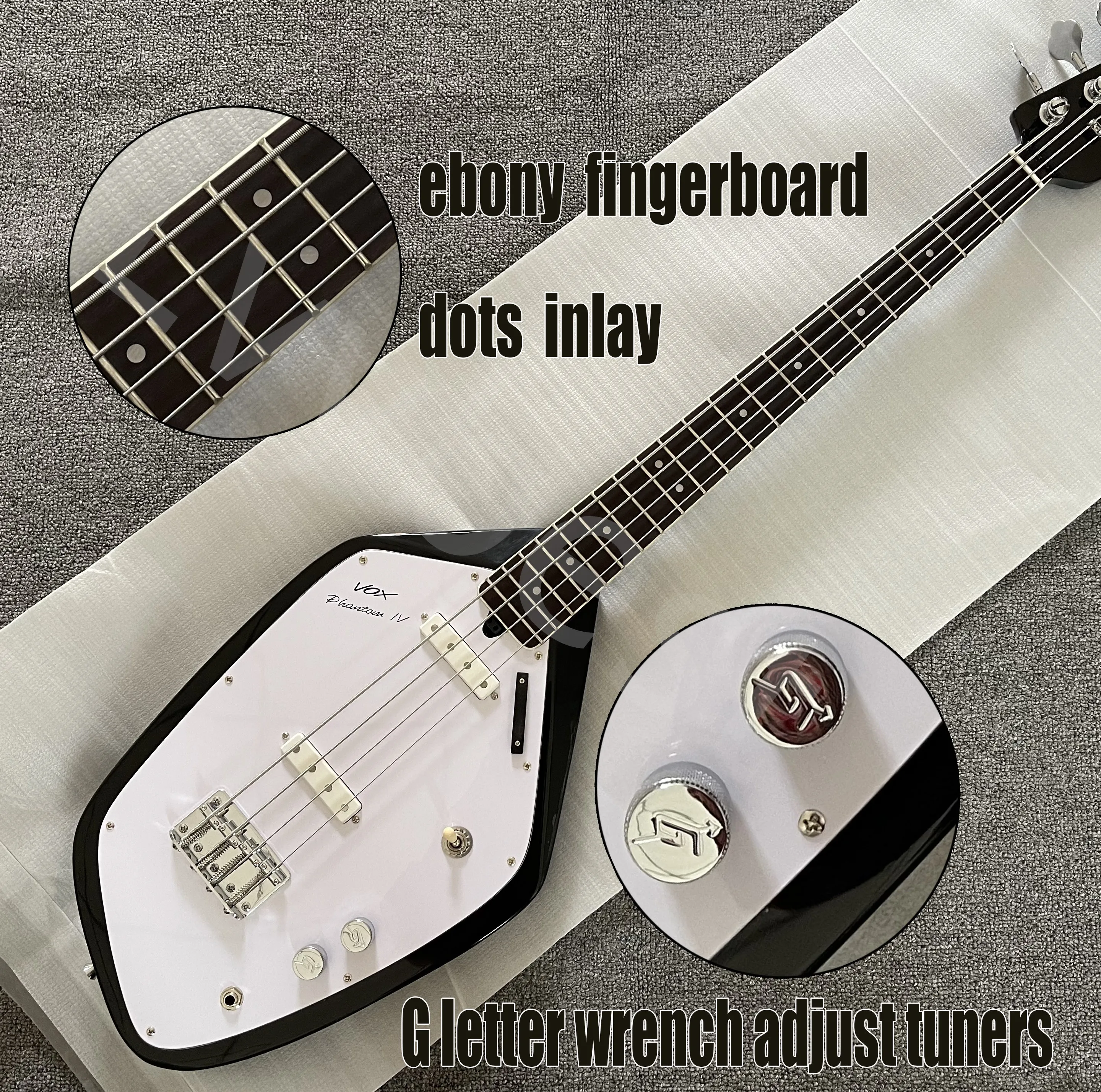 4 Strings Tear Drop Vox Phantom Electric Bass Guitar Chrome