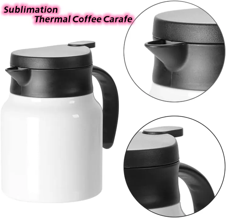 Carafe à Café Thermique en Acier Inoxydable 2L, Distributeur de Café et de Boissons Thermos Sous Vide à Double Paroi, Carafe Thermique en Acier Inoxydable à Large Bouche Isolée Sous(Le noir