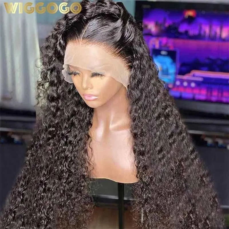 Human Chignons Wiggogo 13X6 Hd Lace Frontal Curly Deep Wave 13X4 Hair Preplucked 4X4 Closure s For Women 230314