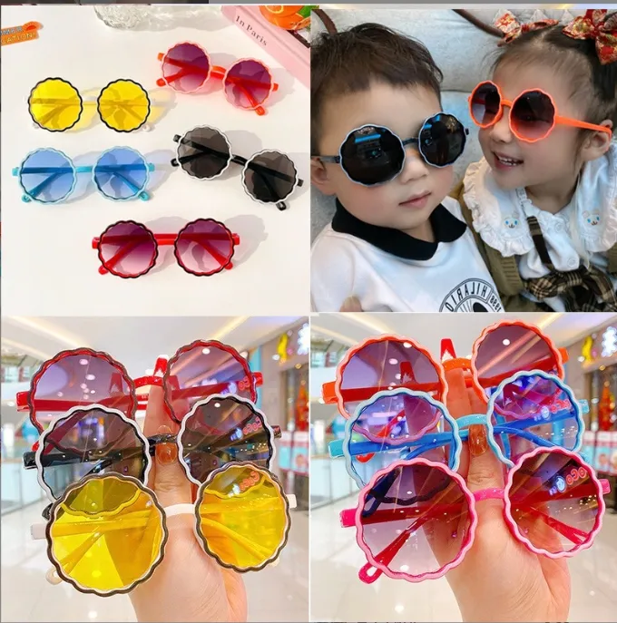 Novo Jins Eyewear Children's Sunshade Retro Round Frame Glasses Street Street Girl Korean Girls Sunglasses Sunglasses