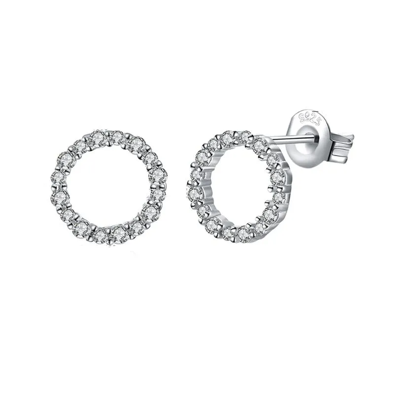 Boucles d'oreilles SILVERHOO 925 en argent Sterling femmes à la mode zircon cubique cercle boucle d'oreille bijoux fins cadeau de fiançailles de mariage