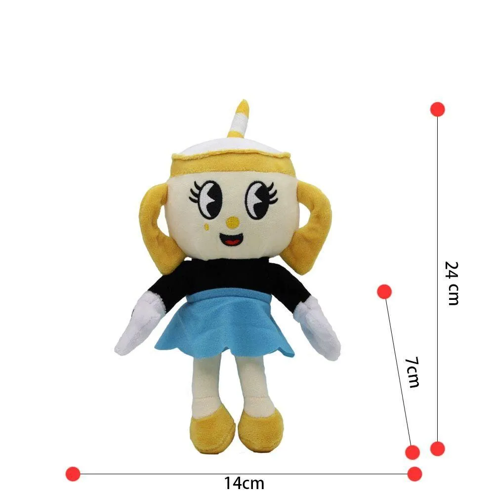 Wholesale and retail 24cm New Teacup Head Great Adventure Cuphead plush toy gaming perimeter Mug Head Mugman Doll