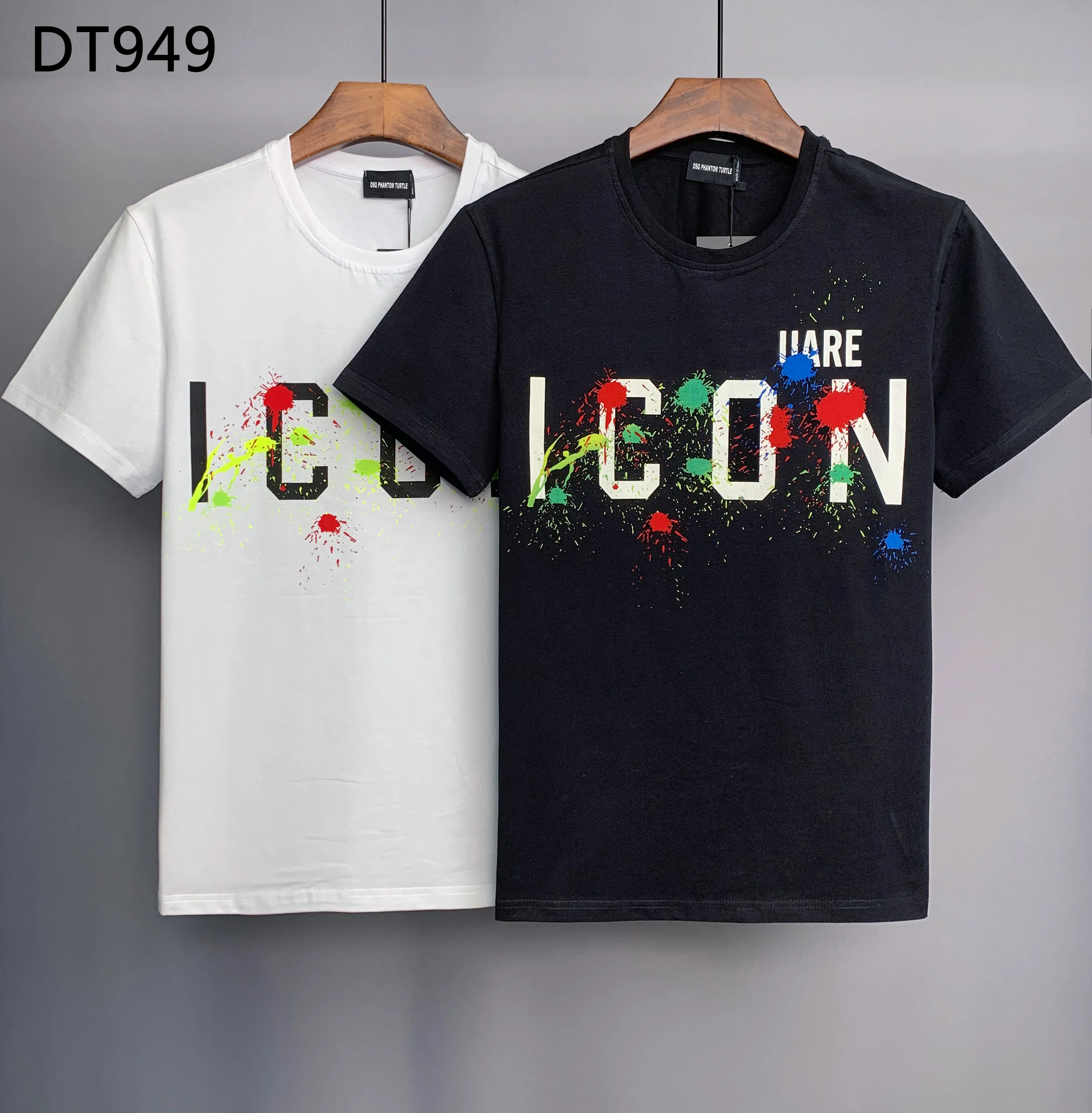 DSQ Phantom Kaplumbağa Erkek Tişörtleri Erkek Tasarımcı Tişörtleri Siyah Beyaz Geri Serin Tişört Erkekler Yaz İtalyan Moda Sıradan Sokak T-Shirt Üstleri Plus Boyut M-XXXL 158291