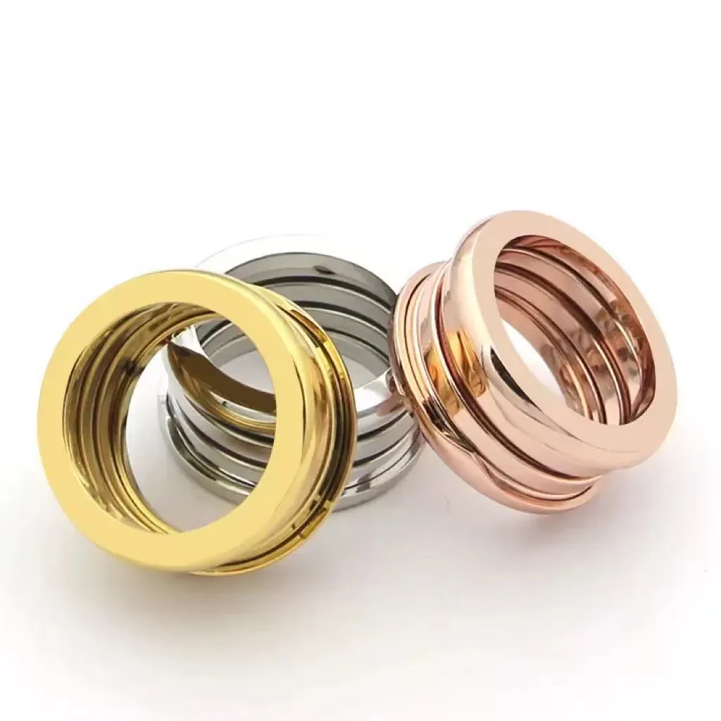 mode -sieraden 316L titanium stalen platen veerband ringen roségouden brede ring 5 ring voor vrouw en man