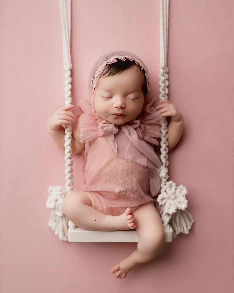 Keepsakes geboren Pography Props Baby Swing Chair houten baby's meubels zuigelingen po schietpartij prop accessoires 230314