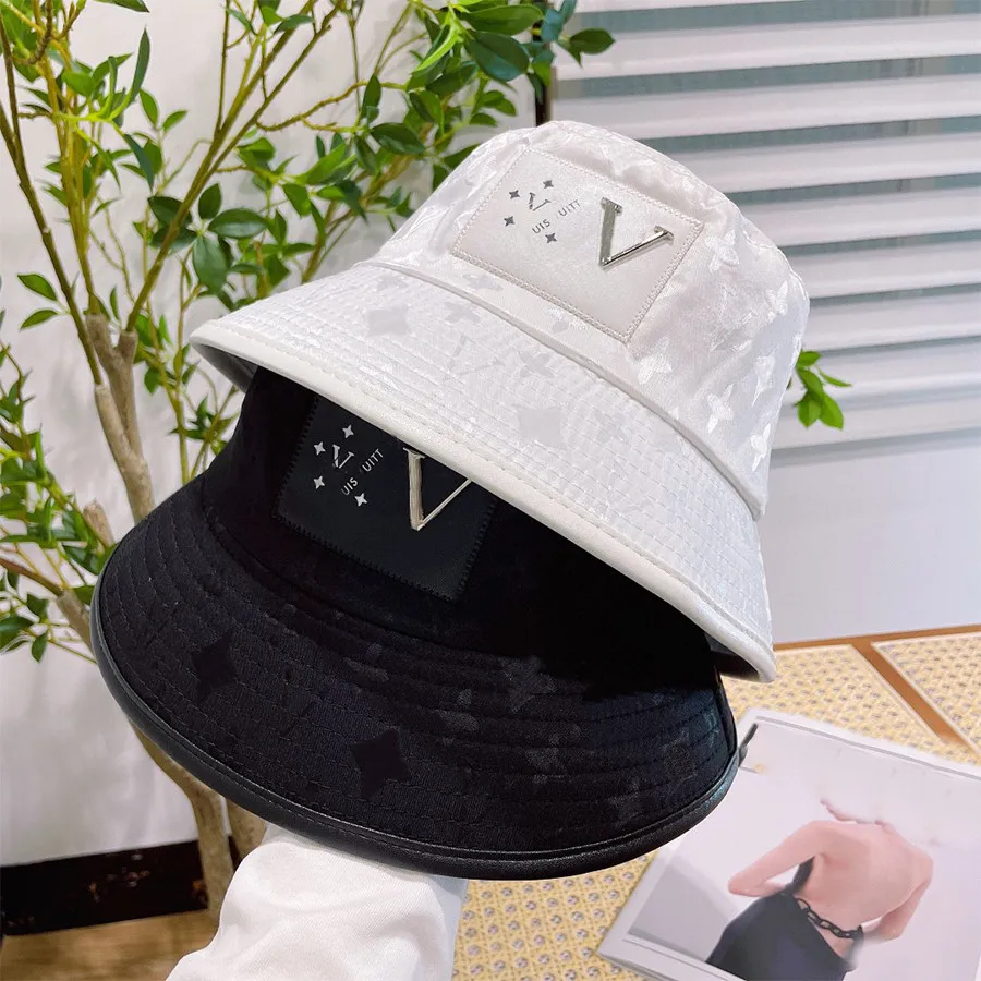 Fashion Bucket Hat Stingy Brim Hats for Man Woman Classic Beanie Caps Casquette Black and White 2 Color Cap