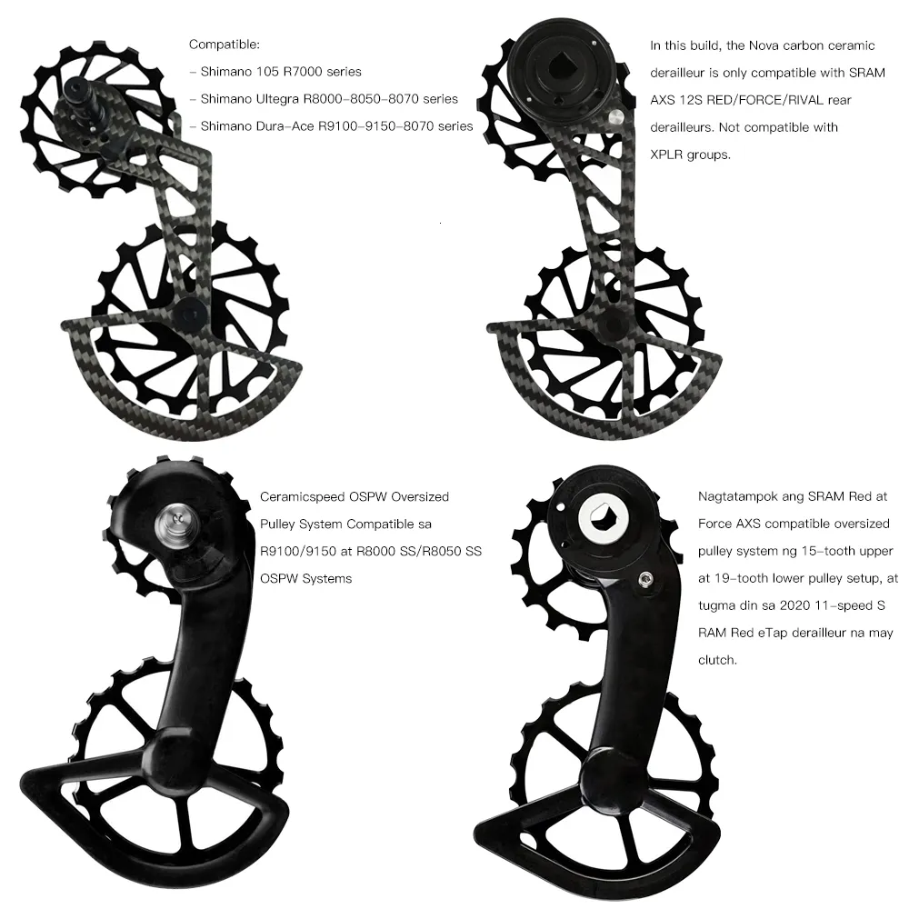 Fahrradumwerfer Rennrad CS Kohlefaser-Keramiklager Führungsrad Hintere Riemenscheibe für Shimano 105R7000 R8000R8050R9100R9150SS Getriebe 230314