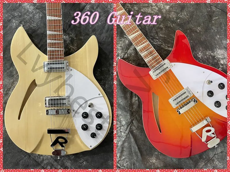 Hochwertige 360 12-saitige E-Gitarre, weißes Schlagbrett, R-Brücke, verchromte Hardware