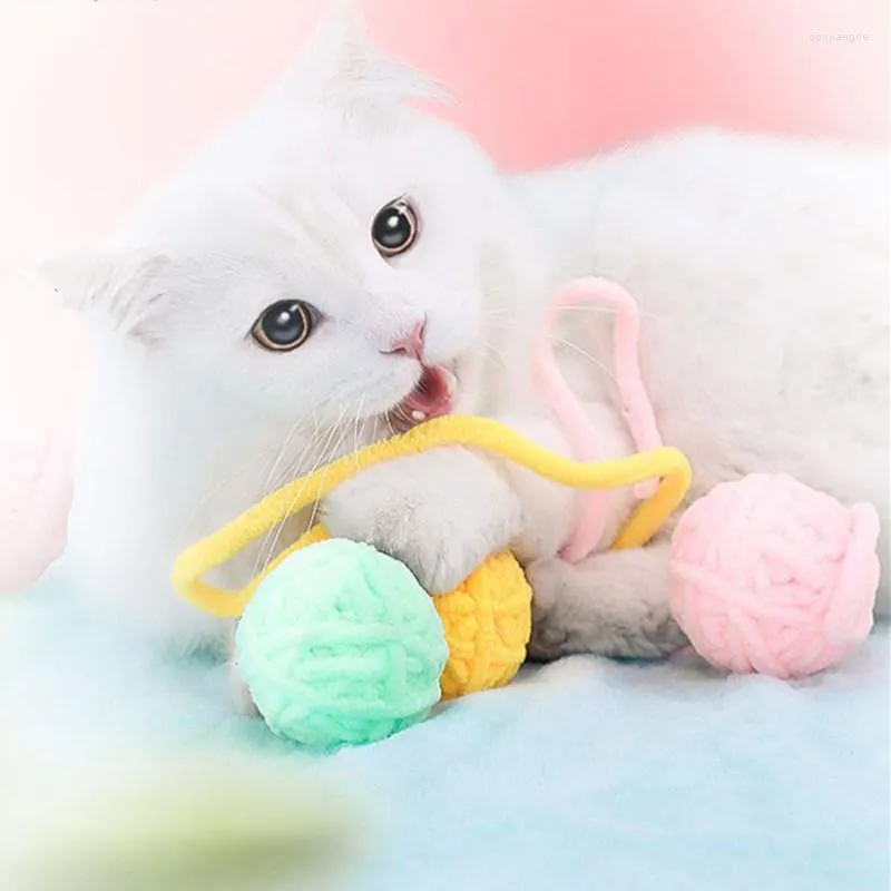 Cat Toys Toy Self-Hi interactieve grappige krasballen katten met bel kleurrijke wollen bal voor plagerijen voor huisdieren benodigdheden