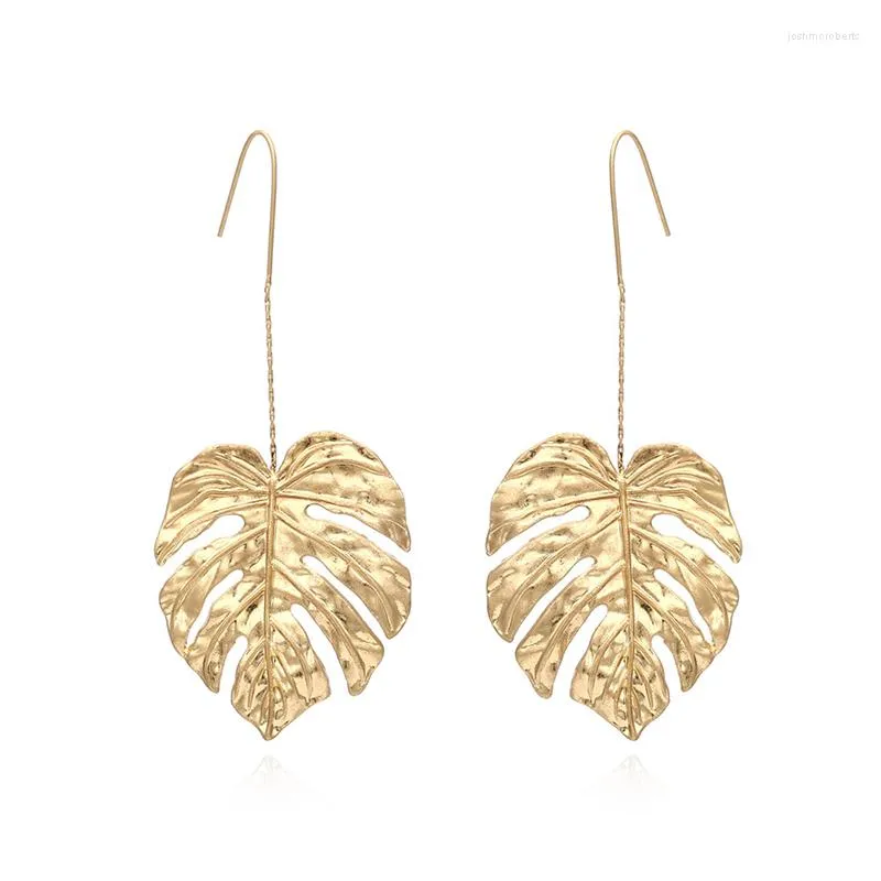 dangle earrings eathnic long Leaf for women drop Jewelry Geometric Hollow Leave Met