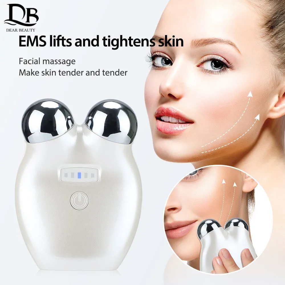 Face Massager EMS Micro current Lifting Machine 3D Roller Anti Wrinkle Tighten Skin Rejuvenation Eye Massage Instrument 230314