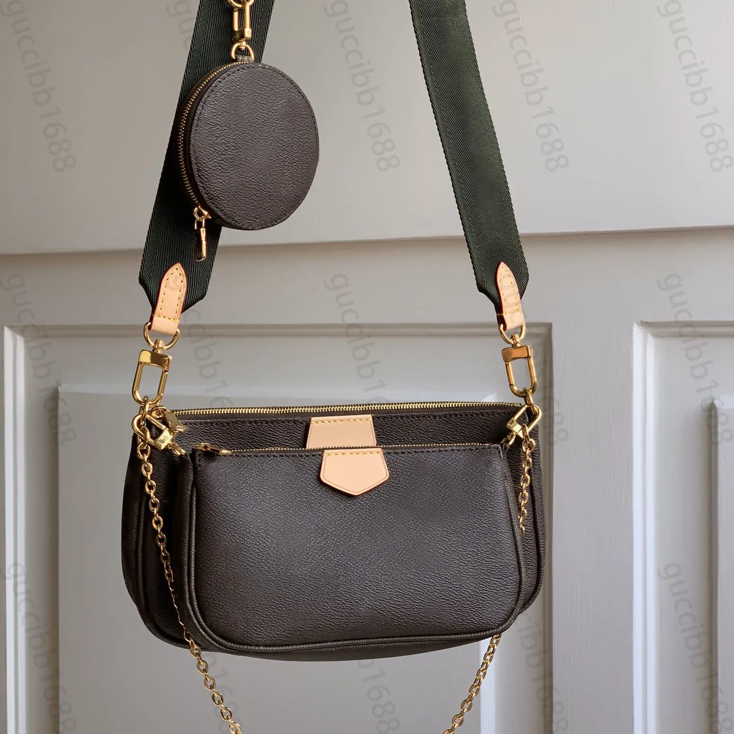 10A Mirror Quality Multi Pochette Torba na akcesoria 3 sztuki Mała torebka damska Luksusowy projektant Portfel na łańcuszku Crossbody Torba na pasek na ramię Portmonetka z pudełkiem