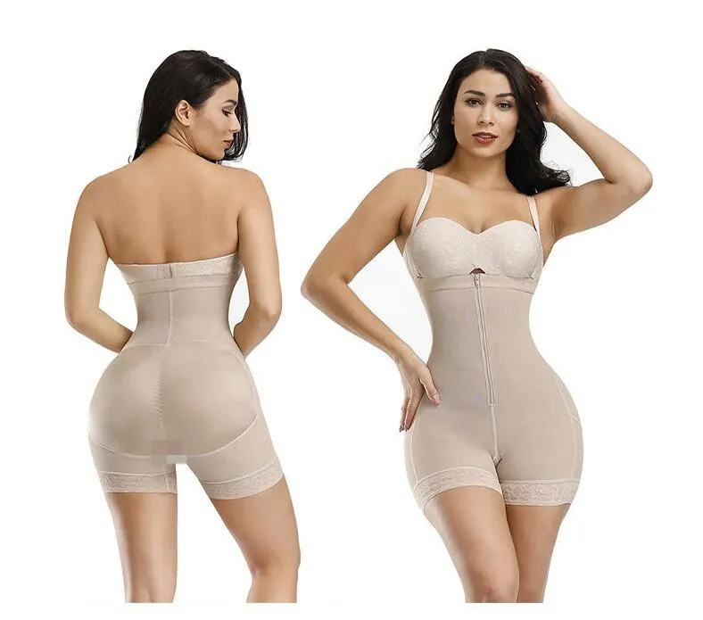 Women Bodysuit Waist Tummy Control Shapewear High Waist Body Shaper Slimmer Butt Lifter Mid-Thigh Open Bust Shapers