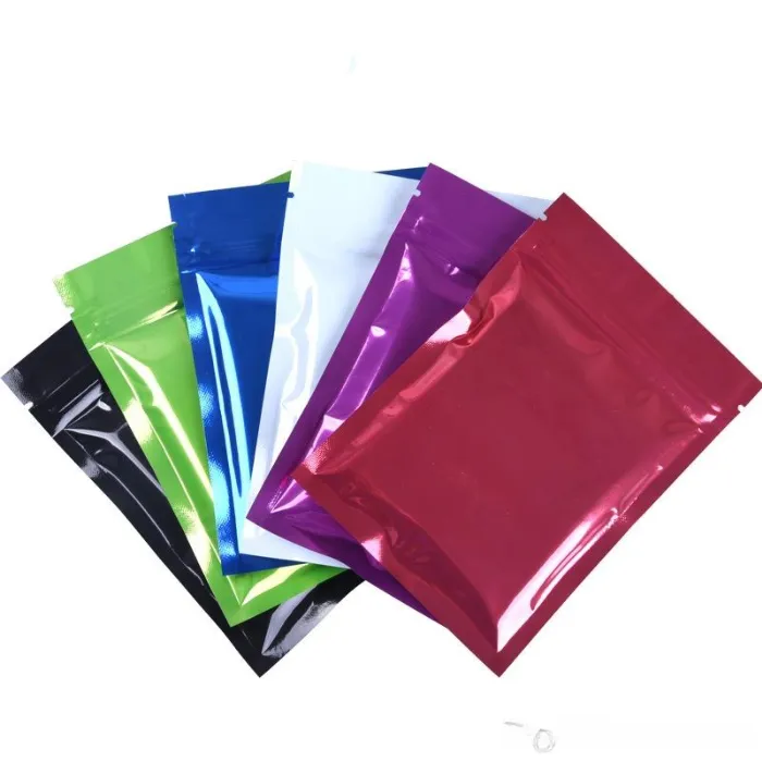 9x13cm various colors reclosable zipper Packaging mylar bag glossy package bags flat moisture proof crafts packing Pouches