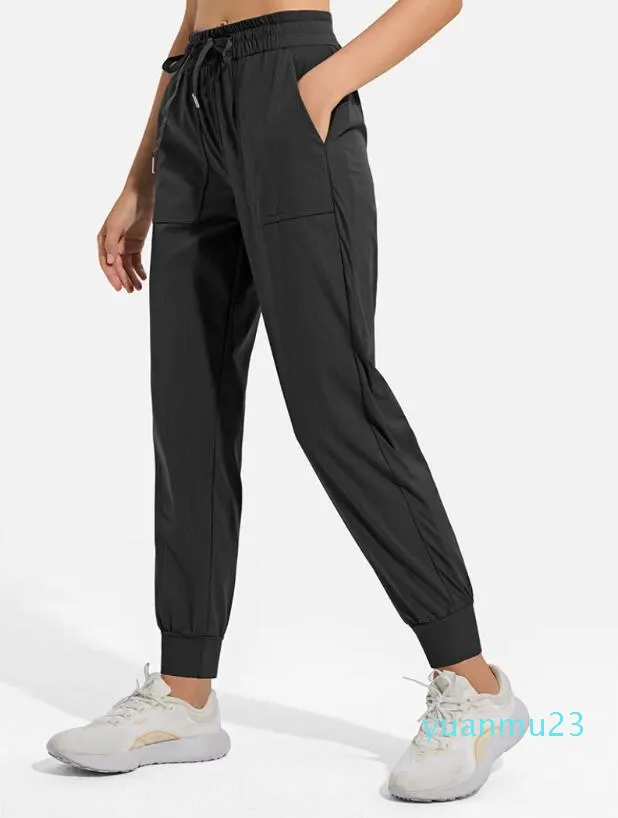 Lu lu limão mulheres yoga jogging nono bolso fiess leggings cintura alta hip elevador elástico calças casuais com cordão pernas sweatpants