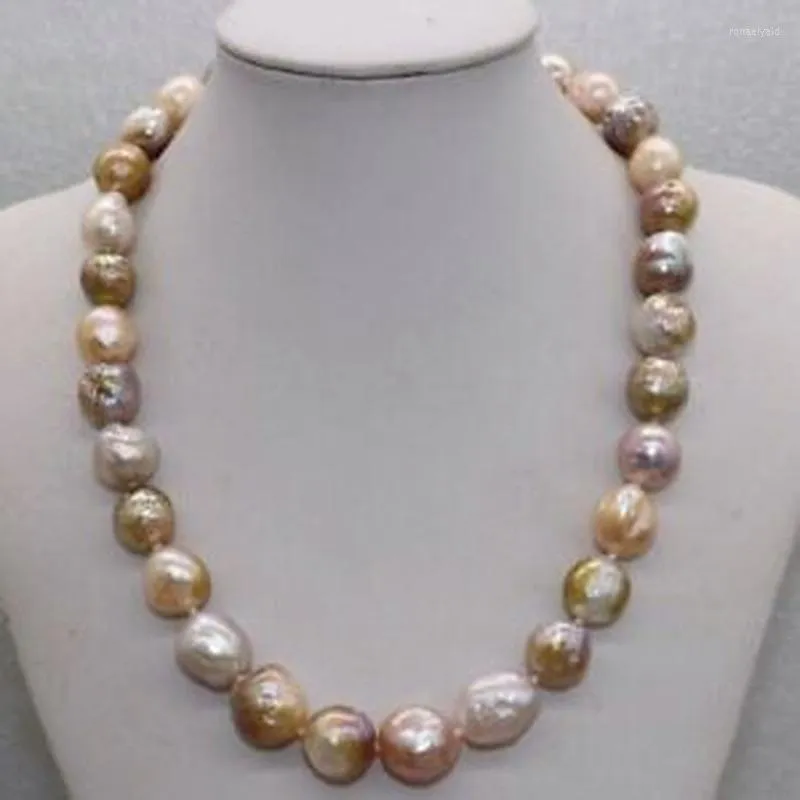 Kedjor Natural Rare Multicolor 11-12mm Kasumi Freshwater Pearl Necklace 18 ''