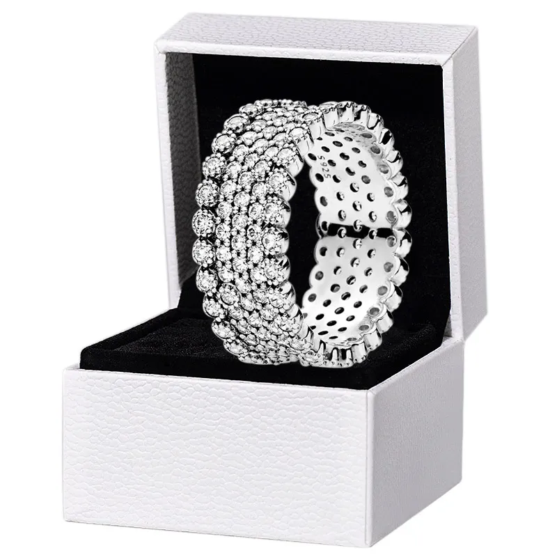 Volledige CZ Diamond Band Ring voor Pandora Authentieke Sterling Silver Wedding Designer Sieraden voor vrouwen Girlferen Gift Sparkling Love Rings met originele boxset