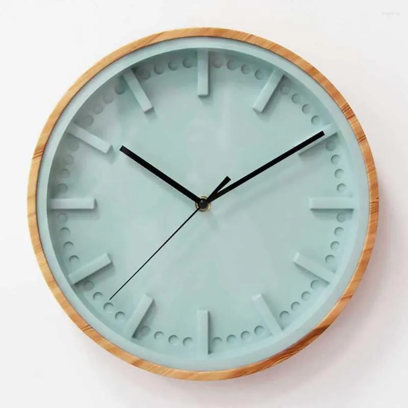 壁の時計家の装飾時計現代デザインメカニズムラウンドサイレントピンクグリーンウォッチ子供の寝室ノルディックスタイル