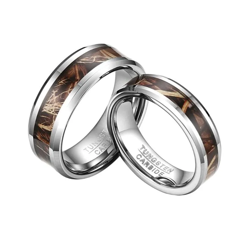 結婚指輪 8 ミリメートルタングステン男性女性カップルリングセット鹿の角狩猟婚約バンドジュエリー GiftsWedding