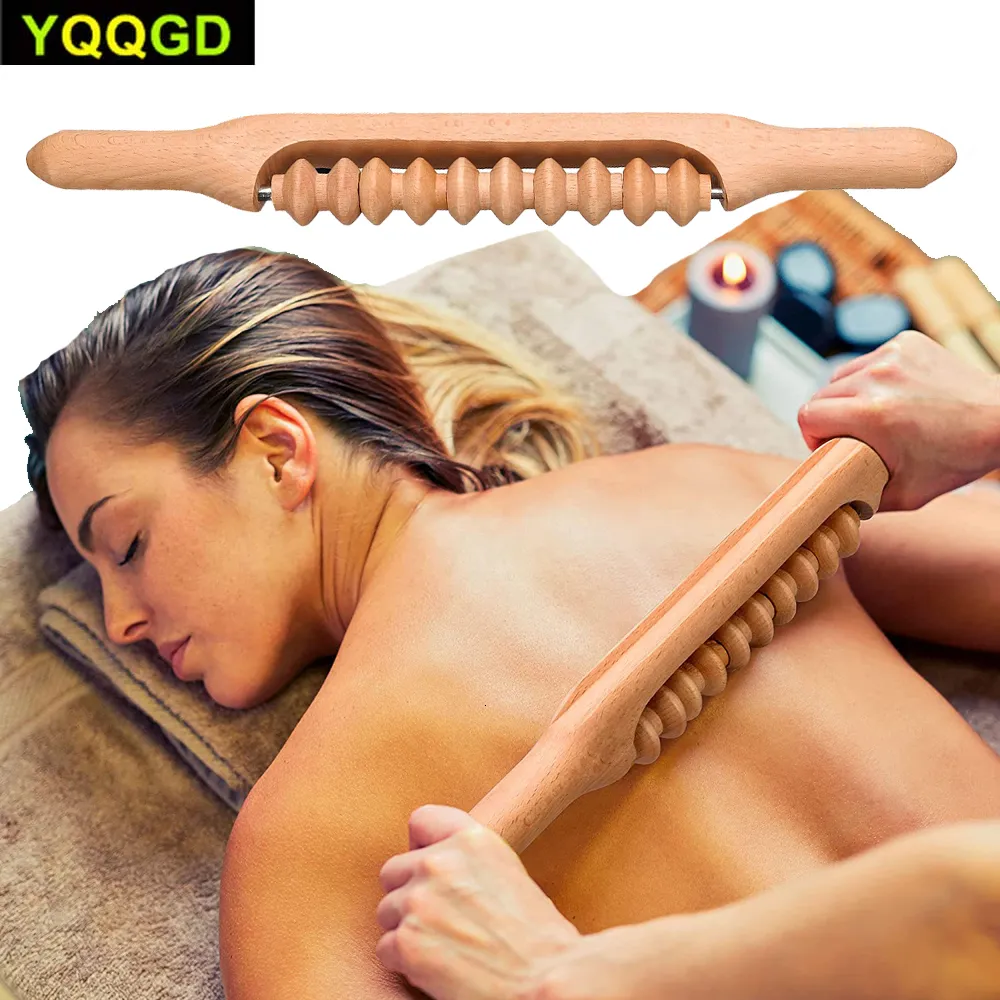 Achterkant massager houten therapie massagetool lichaam rolstokje anti cellulitis lymfatische drainage peddelspierafgifte staaf gua sha 230314